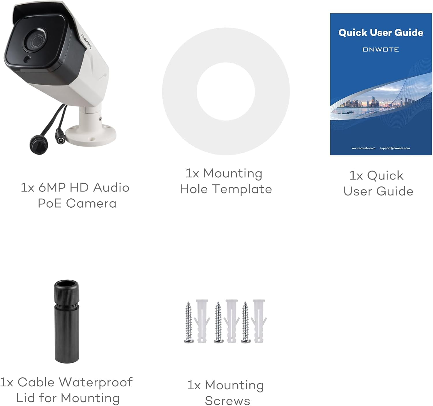 ONWOTE 6MP Super HD PoE IP Security Camera with Audio, Smart AI Human Detection, 3072x2048 6 Megapixels, Indoor/Outdoor, 100ft IR, IP66, Add on Camera to PoE NVR or Switch