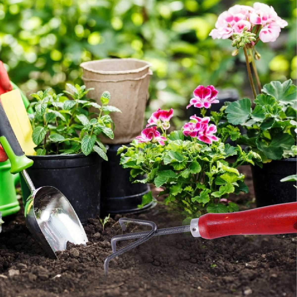 4-Piece Small Hand Cultivator Set for Weeding, Soil Turning, Gardening Tools for Plant Care and Yard Maintenance