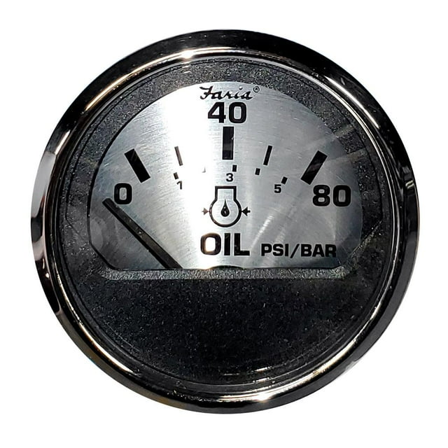 Faria Manomètre à Huile 2 Pouces (80 PSI) - Argent Filé