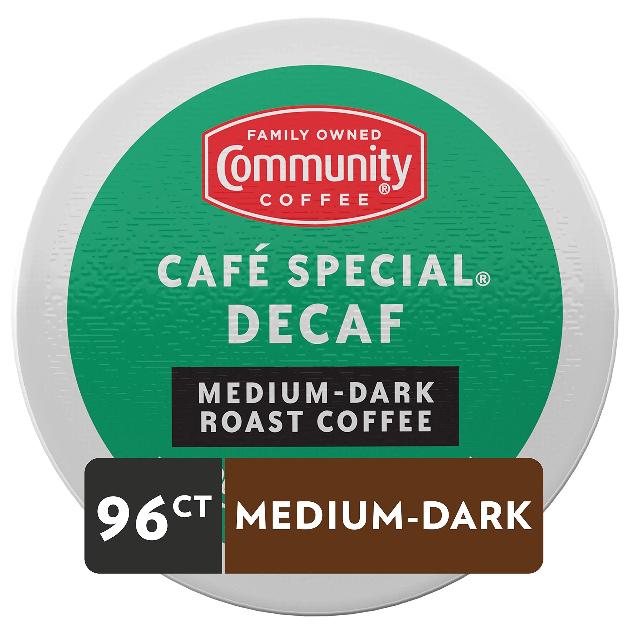 Community Coffee Café Special Decaf 96 Count Coffee Pods, Medium Dark Roast, Compatible With Keurig 2.0 K-Cup Brewers