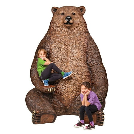 Seated Kuan Yin Statue - Sitting Pretty Oversized Brown Bear Statue with Paw Seat