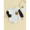 thumbnail image 3 of Bagilaanoe Newborn Baby Boys Oversized Romper Sweatshirt Long Sleeve Bodysuits Contrast Color Pullover 3M 6M 12M 18M 24M Infant Casual Tee Tops, 3 of 9