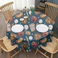 thumbnail image 3 of Blue Baseball Stadium Pattern Round Tablecloth 60"x60",Wrinkle Wipeable Table Cloth for Kitchen Dining Room Picnic Patio Party, 3 of 6