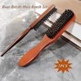 thumbnail image 5 of OPALESQUE Slick Back Hair Brush, 2 PCS Wood Handle Edge Brush Set Boar Bristle Teasing Brush Rat Tail Comb Small Portable Travel Hair Brush for Women Thin & Fine Hair Smoothing Sectioning, 5 of 9