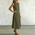 thumbnail image 6 of Moxiu Women's 2 Piece Skirt Sets Sleeveless Cropped Tank Tops and Button Front Skirt Elastic Waist Summer Vacation Outfits 2026 Army Green,L, 6 of 8