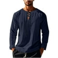 thumbnail image 3 of zbxnLI Mens Linen Shirts Drawstring V Neck Long Sleeve Shirt Lightweight Spring Fall Long Sleeve T-Shirts, 3 of 8