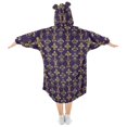 thumbnail image 2 of FORMRS Wearable Blanket Hoodie with Sleeves for Kids Cozy Flannel Sweatshirt, Purple Flowers Pattern, 2 of 7