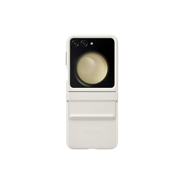 Funda de piel ecológica con solapa para SAMSUNG Galaxy Z Flip5, color crema