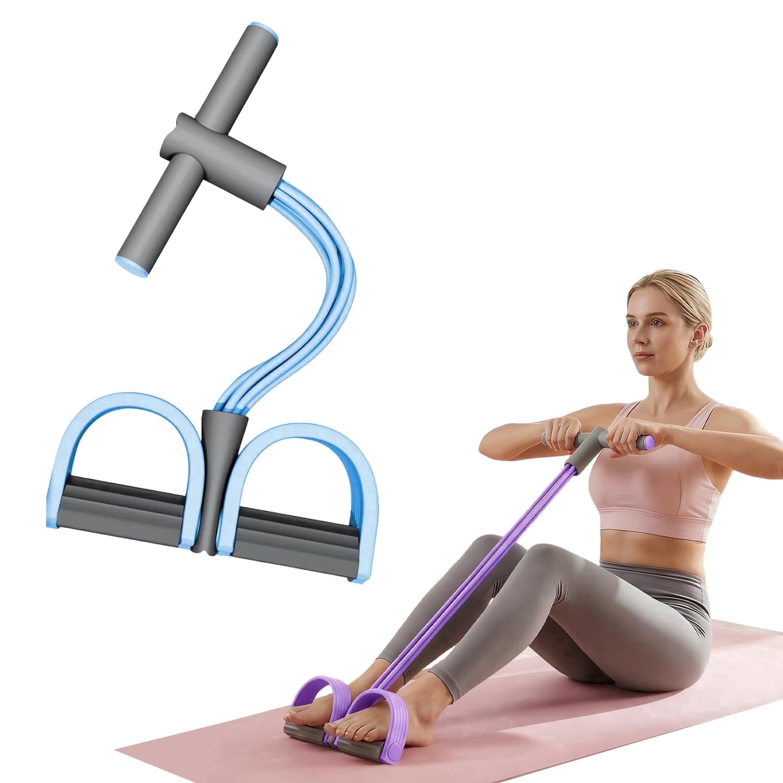 Sdknv Pedal Resistance Bands with Handles, 6-Tube Multifunction Elastic Yoga Resistance Band, Natural Latex Exercise Bands Resistance, Stretching Workout Fitness Bands for Abdomen, Waist, Arm, Leg