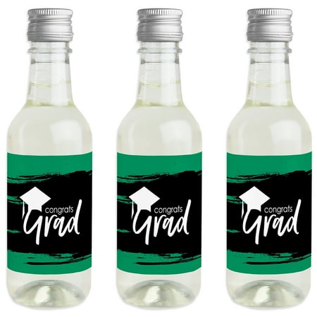 Green Grad - Best is Yet to Come - Mini Wine and Champagne Bottle Label Stickers - Green Graduation Party Favor Gift