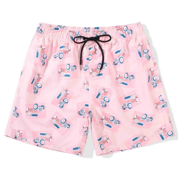 Mens Swim Trunks with Mesh Lining Quick Dry Swimwear for Men Pink RV Size S