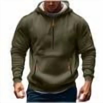 Taqqpue Oversize Hoodies for Men Casual Solid Color Hooded Sweatshirts Fall Winter Plus Size Quarter Zip Pullover Tops with Pockets Under 10
