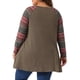 thumbnail image 3 of Túnicas de talla grande para mujeres, camisetas de pulóver de manga larga Raglán con bloques de color y bolsillos 4X Café, 3 of 6