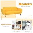 thumbnail image 6 of Costway Convertible Futon Sofa Bed Adjustable Couch Sleeper w/ Wood Legs Yellow, 6 of 11