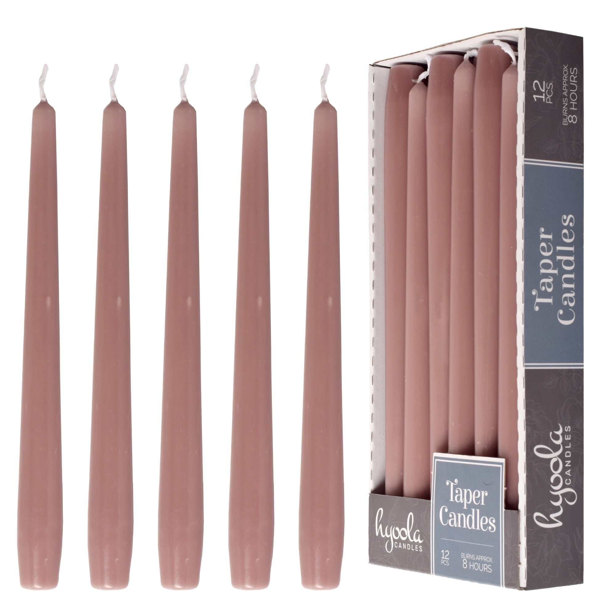 Hyoola 10 inch Unscented Lavender Dripless Taper Candles 8 Hour Burn 12