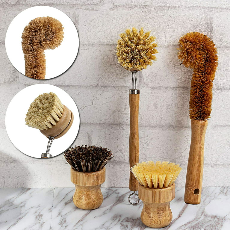 Guay Clean Kitchen Dish Brush Set with Handle and Scrapper 4pc Brushes Includes
