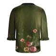 thumbnail image 5 of Odbmxy Blouse for Women Summer V-Neck Elbow-Length T Shirts for Women Plus Size Floral Flared Sleeve Green Fancy Tops, 5 of 6