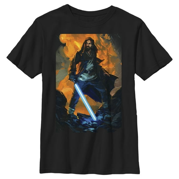 Boy's Star Wars: Obi-Wan Kenobi Painted Obi-Wan Graphic Tee Black Small