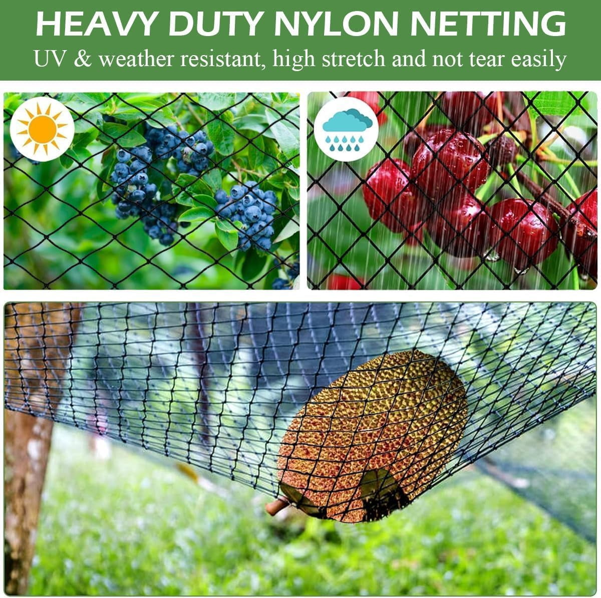 Poultry Netting 16x50 ft, 2" Square Mesh Heavy Duty Chicken Run Net, Garden Netting to Protect Plants, Fruit Trees, Vegetables from Birds, Deer, Pests & Animals for Farm, Orchard, Coop