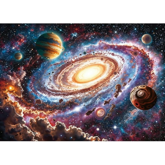1000 Piece Puzzles for Adults, Space Puzzle, Galaxy Planet Jigsaw Puzzles, Solar System Puzzle with Letters on Back, Home Decor Gifts for Adult Puzzles