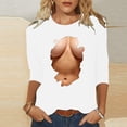 thumbnail image 1 of ICHUANYI Clearance Women's Fashion Printed T-shirt Mid-length 3/4 Sleeves Blouse Round Neck Casual Tops ICHUANYI "ICHUANYI", 1 of 5