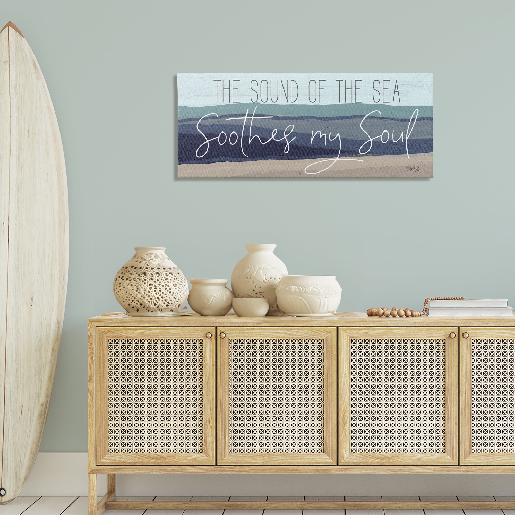 Stupell Industries Sound Of The Sea Coastal Painting Gallery Wrapped Canvas Art Print Wall Art, 48 x 20