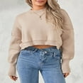 thumbnail image 3 of Ladies‘ Solid Color Knit Sweater with Long Sleeves and Loose Fit, 3 of 9