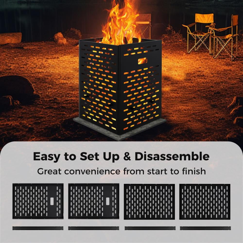 Resenkos Fire Pit, Outdoor Smokeless Fire Pit,30 Inches Ultra Thick Burn Barrel with Venting Patterns and 4 Cross Braces