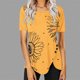 thumbnail image 2 of Blusas de Manga Corta para las Mujeres Botón Impreso Cuello Redondo Top Casual, Blusas para las Mujeres Casual, 2 of 3