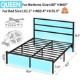 thumbnail image 2 of Chuangshuo Guard Queen Size Bed Frame with LED Storage Headboard Shelf, Noise-Free, Metal Platform Bed, Black, 2 of 7