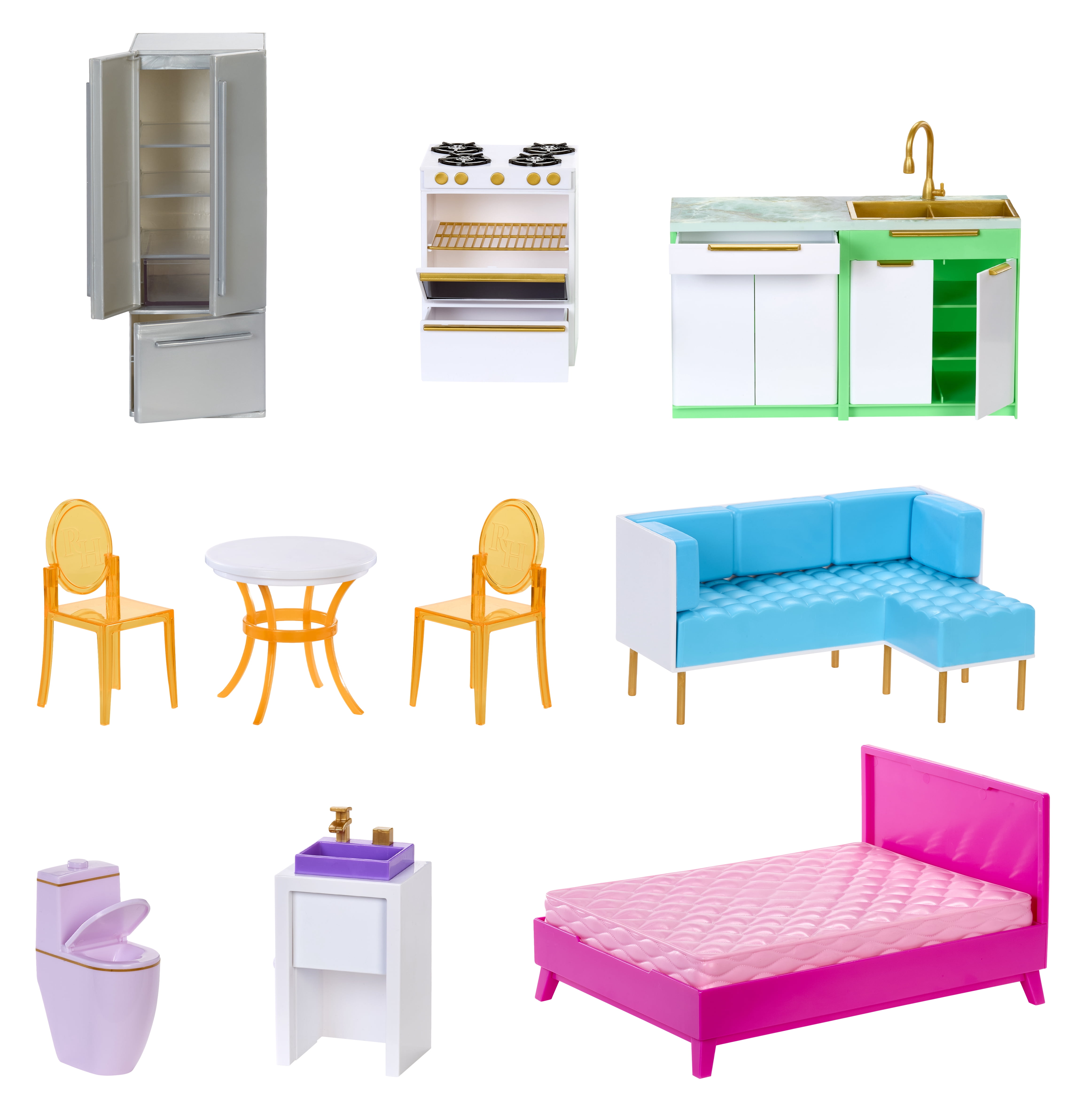 Rainbow High Color & Play 3-Story Doll House, Design All Walls & Floors with Washable Markers, Furniture