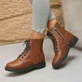 thumbnail image 6 of Wensltd Black Boots for Women Classic Low Chunky Heel Zipper Booties Fall Winter Shoes, 6 of 7