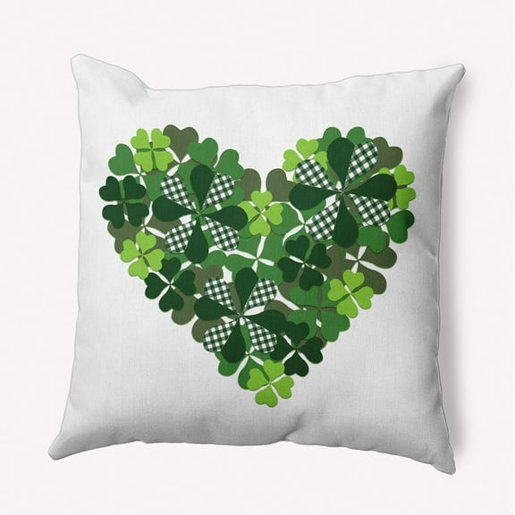 16" x 16" Simply Daisy Lucky Heart Polyester Indoor/Outdoor Pillow, Leaf Green Qty 1