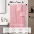 thumbnail image 2 of REDKISS 8-Piece 100% Cotton Towel Set, 600GSM Luxury Pink Bath Towels. Quick Dry Hand Towels & Washcloths, 2 of 8