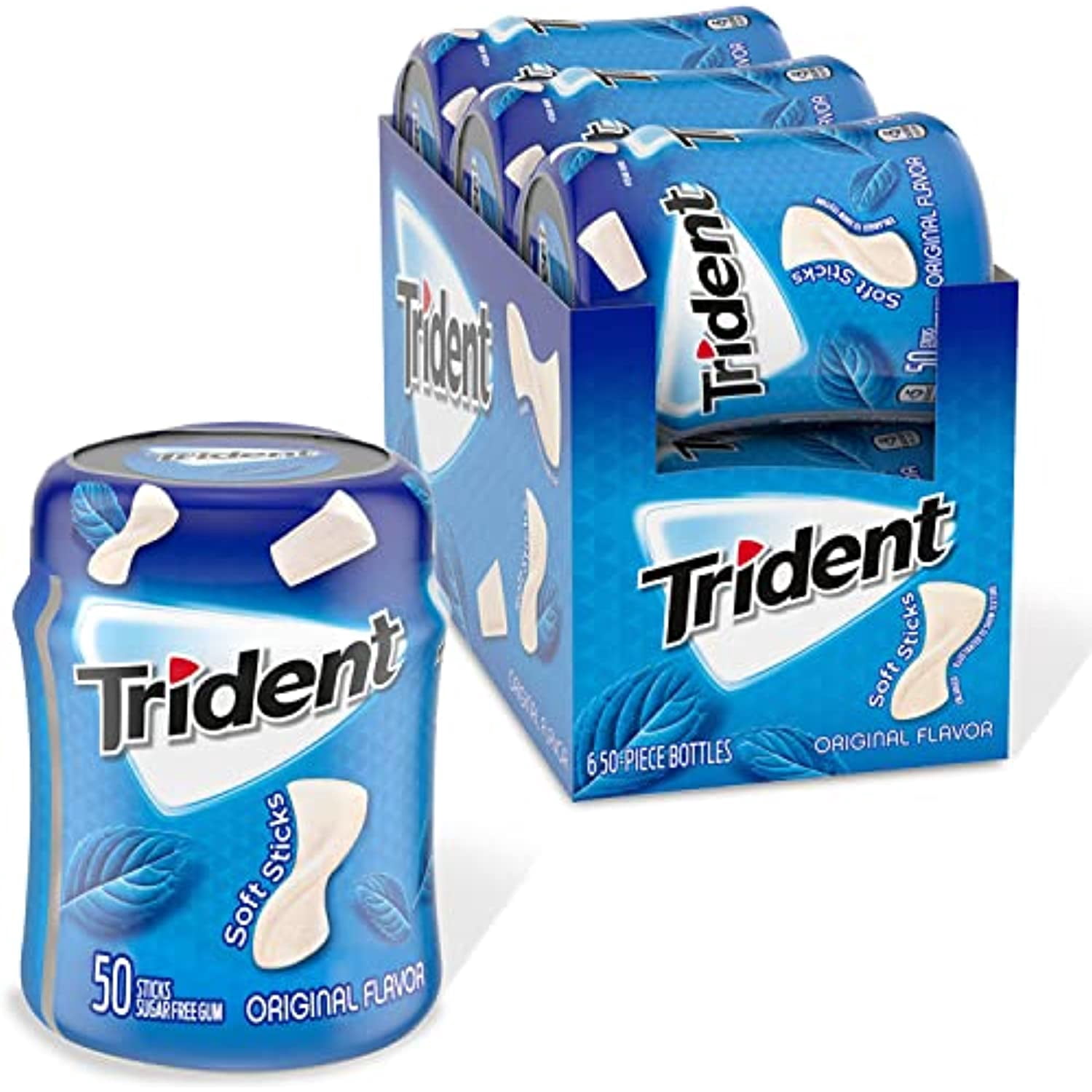 Trident Unwrapped Original Sugar Free Gum, 6 Bottles Of 50 Pieces (350
