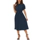 thumbnail image 4 of INSPIRE CHIC Vestido A-Line con Cuello Rizado de Manga Corta Retro XL Azul Oscuro, 4 of 6
