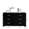 thumbnail image 3 of Oufan 6 Drawer Double Dresser for Bedroom, Wide Storage Cabinet for Living Room Home Entryway, Black, 3 of 6