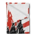 thumbnail image 2 of Japanese Soft Flannel Fleece Blanket, Group of Samurai Ninja Posing and Getting Ready on Unusual Striped Retro Backdrop, Cozy Plush for Indoor and Outdoor Use, 70" x 90", Red Black, by Ambesonne, 2 of 5