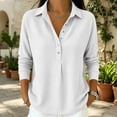 thumbnail image 2 of Lnmiateer Women Solid Color Waffle Long Sleeve Lapel Polo Shirt Loose Fit Versatile Basic Top 2026 fall Outfits, 2 of 5