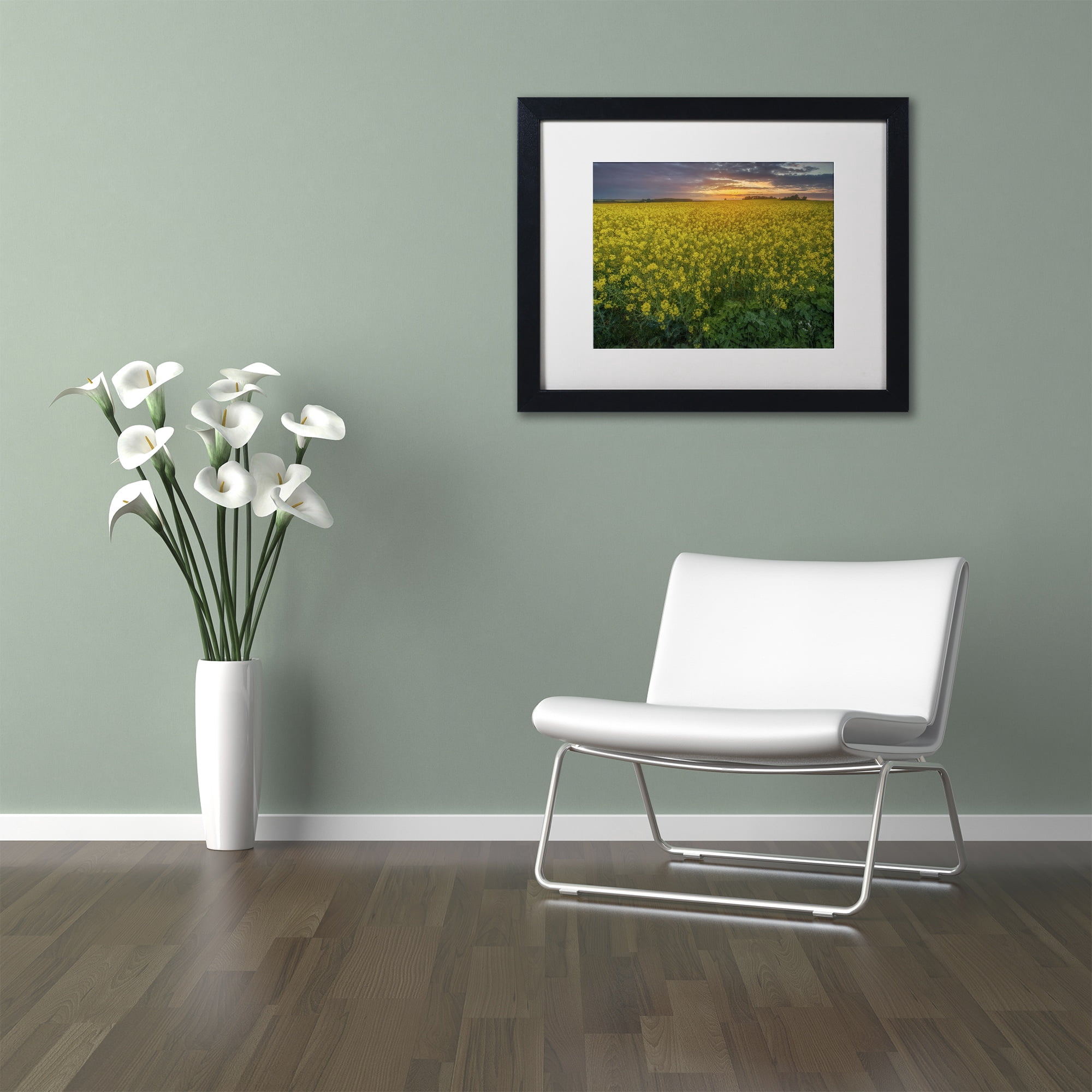 Trademark Fine Art "Yellow Planet" Canvas Art by Mathieu Rivrin, White Matte, Black Frame