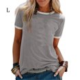 thumbnail image 1 of Camiseta de mujer Blusa casual de manga corta con costuras en bloques de color, gris claro, L Eigraketly AP002400-23, 1 of 5