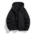 thumbnail image 7 of Lumtrix Men'S Color Block Hooded Rain Jacket Windproof Waterproof Zip Up Coat Lightweight Outdoor Hiking Windbreaker Coat Black XL, 7 of 7