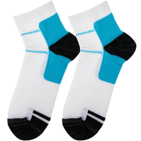 

NUOLUX NUOLUX Pair of Foot Compression Socks for Plantar Fasciitis Heel Spurs Pain Relief (Blue+White)