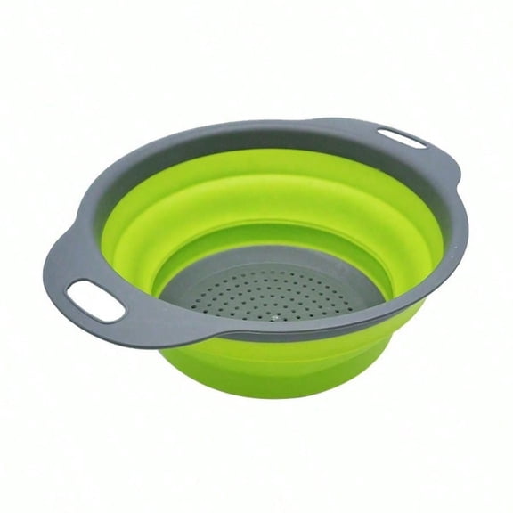 Collapsible Silicone Colander, Folds Flat for Easy Storage After Draining Pasta