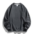 thumbnail image 2 of T Shirts for Men Long Sleeve Round Neck Top Solid Color Fleece Sweatshirt Casual Loose Long Sleeved Shirt, 2 of 3