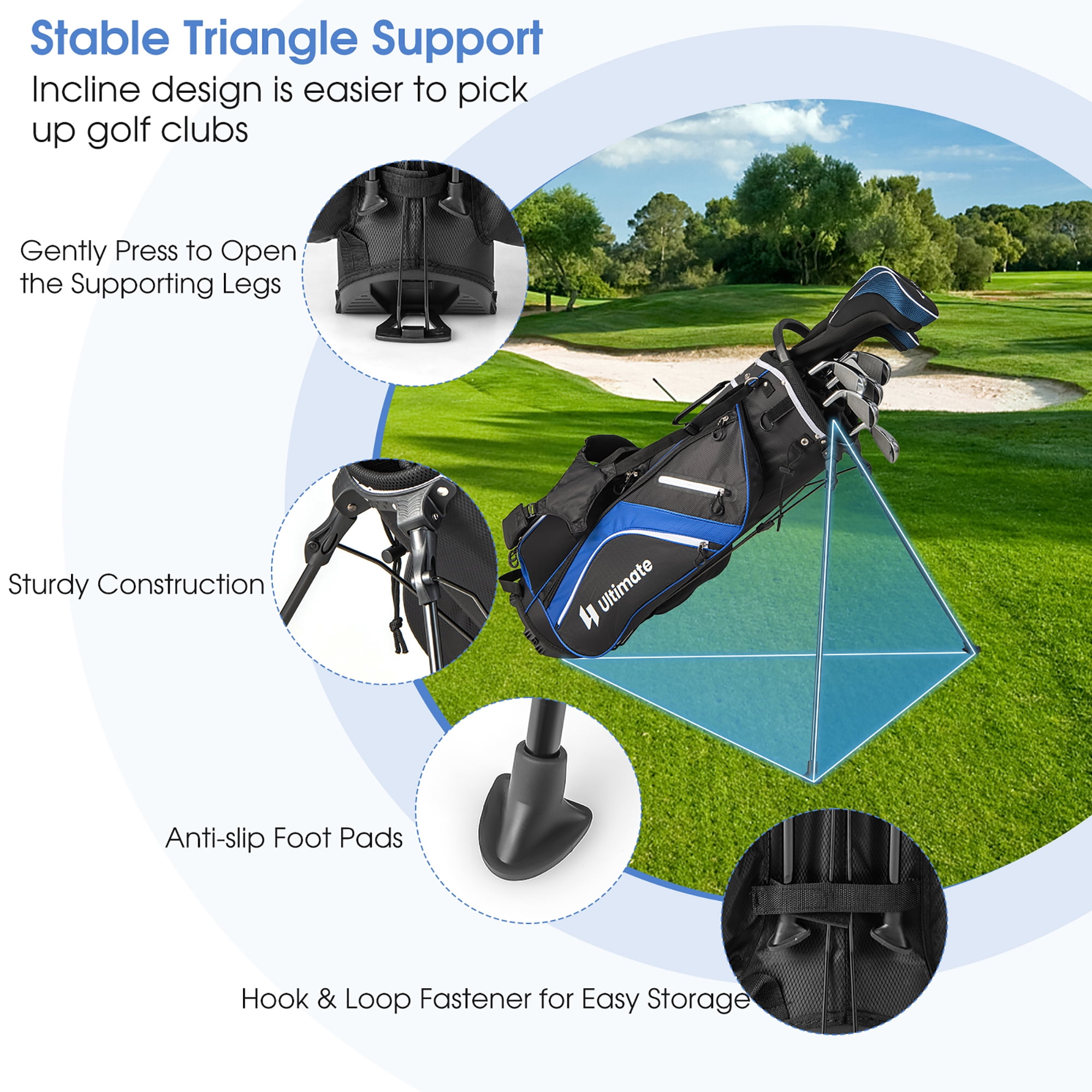 Gymax Golf Stand Bag Golf Club Bag w/ 14 Way Top Dividers & 6 Pockets & Carrying Handles Blue