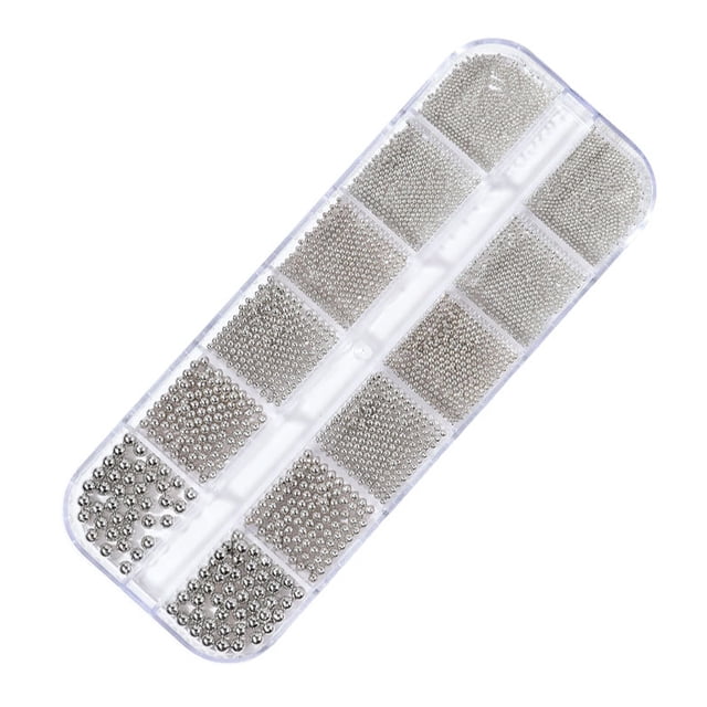 Graflsoa 12-Slot Nail Art Steel Beads Kit with 6 Sizes, Long Case Design, Model #05, 52g Lightweight Decorative Accessories