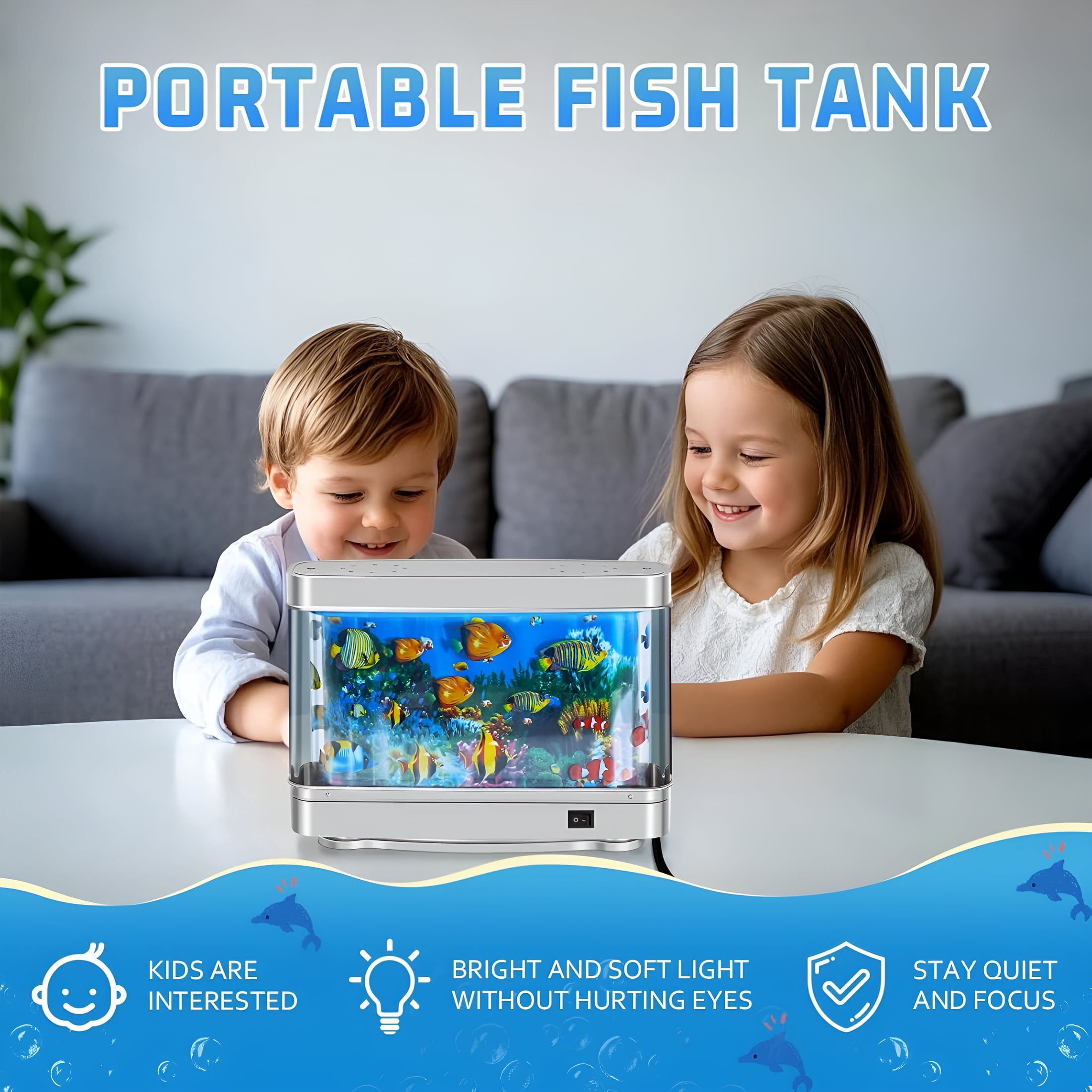 HIBIBUD Fake Fish Tank, Artificial Aquarium Decorations, Fake Aquarium Decor, Virtual Ocean Moving Fish lamp for Bedroom Office Décor