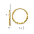 thumbnail image 2 of 14k Solid Yellow Gold 1.25mm Sparkle-Cut Endless Hoop Earrings 14x14mm Wide 1.25mm Thick Hoop Earring for Women, 2 of 2