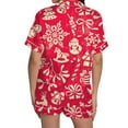 thumbnail image 2 of GDREDA Ensemble de pyjamas pour Femmes Dames de Noël Imprimé Satin de Soie à Manches Courtes Ensemble de Pyjama Femmes Ensembles de pyjamas pyjamas Rouge,G, 2 of 4